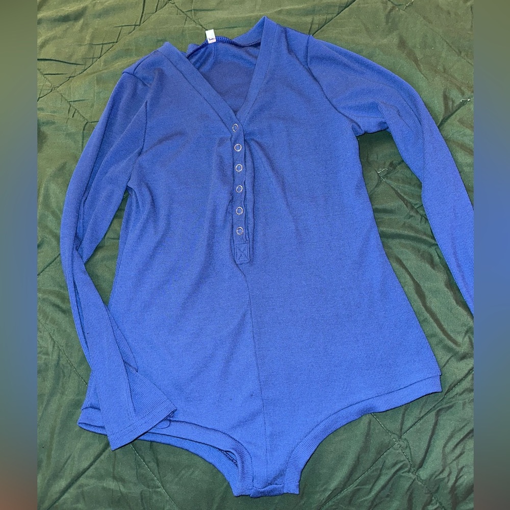 Blue pajama onesie small